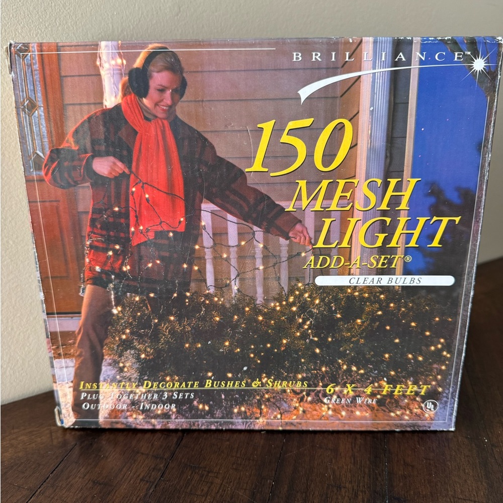 NEW Kmart Christmas Brilliance 150 Mesh Light Add-A-Set Green Wire 6 x 4 Ft Net